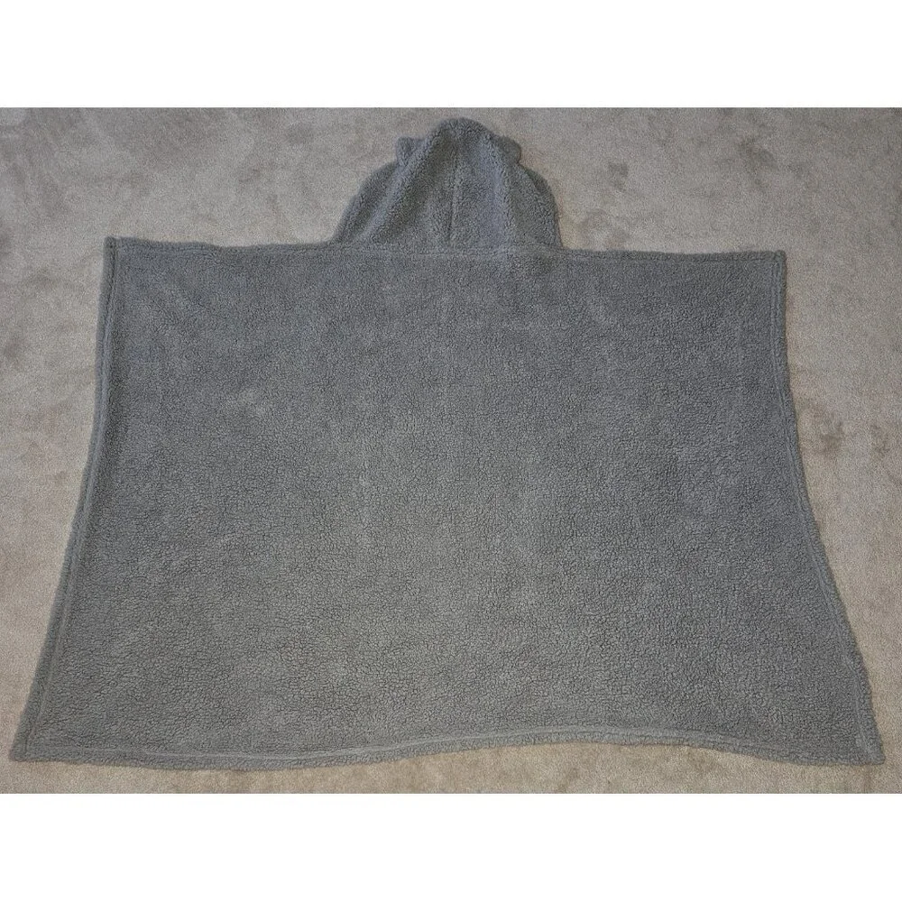 Silver One Gray Kitty Cat Hooded Blanket Soft Sherpa 39x53 Youth Boy Girl